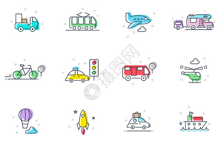 新能源出租车交通工具图标icon插画