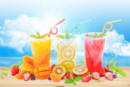 水果奶昔宣传夏日冷饮设计图片