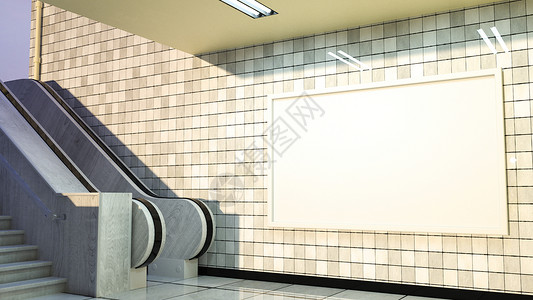 地铁楼梯过道场景海报样机设计图片