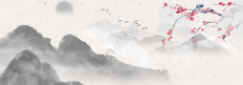 工笔花枝中国风背景设计图片