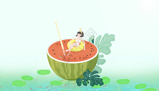 夏季大暑小暑炎夏手绘插画图片