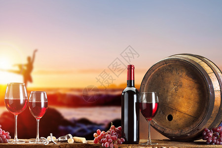 创意庄园葡萄酒背景图片