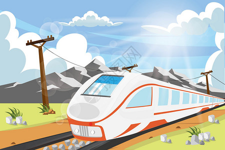 瑞士火车户外旅行插画