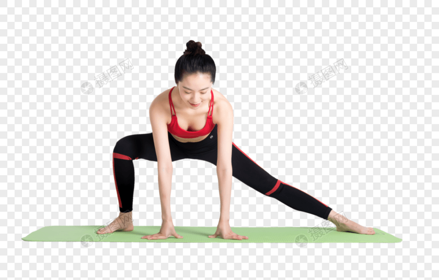 运动女性健身瑜伽动作棚拍图片