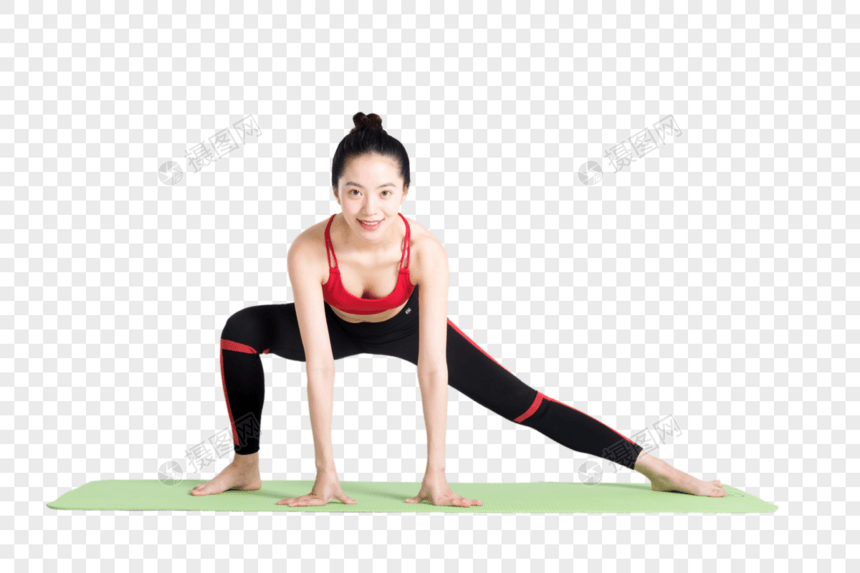 运动女性健身瑜伽动作棚拍图片