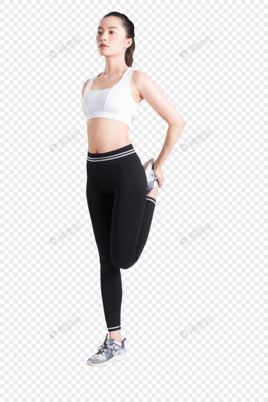 年轻女性运动健身拉伸准备动作图片