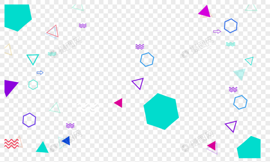 孟菲斯风格线条点线面不规则几何形状素材图片