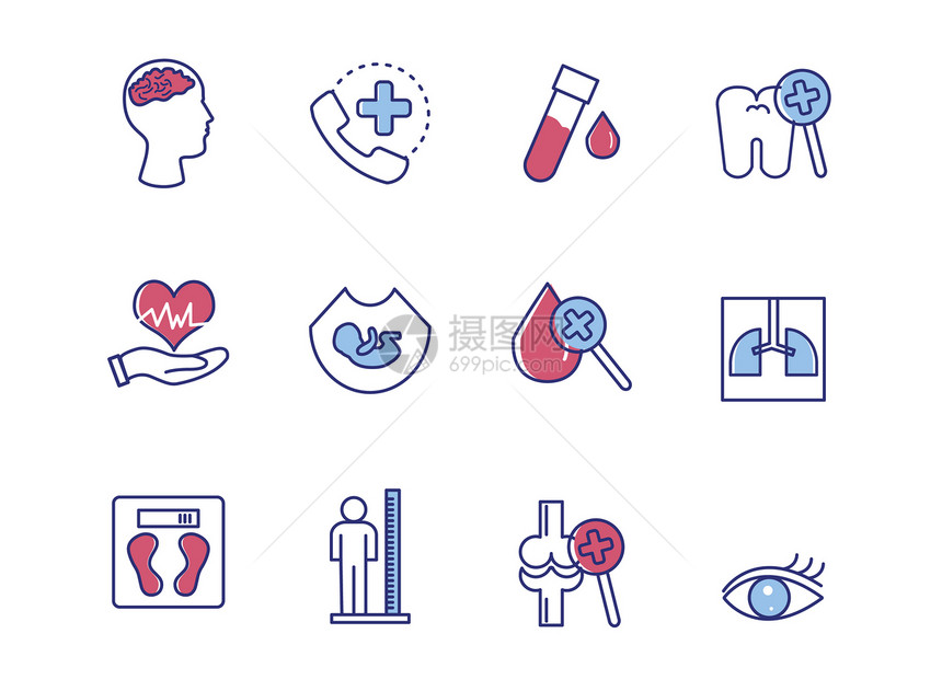 矢量健康体检图标图片