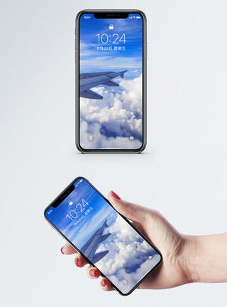 飞机高空机翼下的云层手机壁纸模板