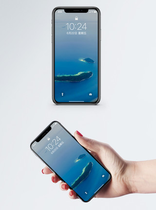 蔚蓝的航拍大海岛屿手机壁纸模板