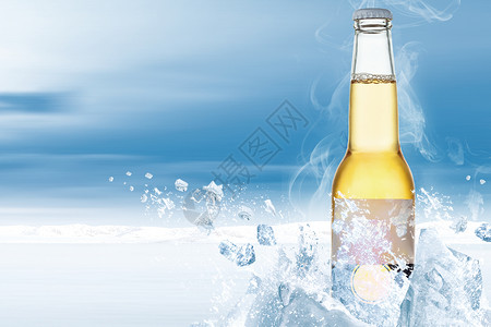 菠萝汁饮料冰爽啤酒场景设计图片