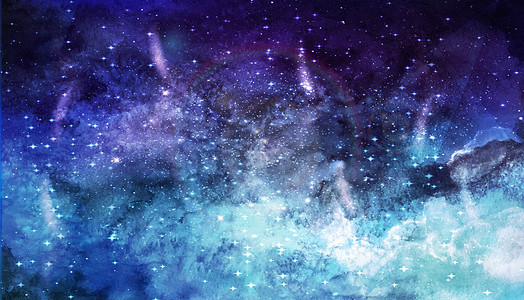 彩色空间银河云星空背景插画