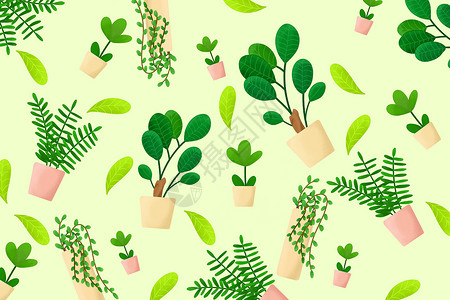 小清新植物绿萝植物背景插画