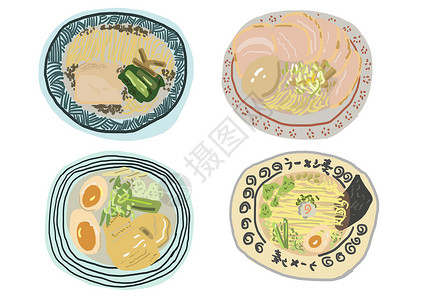 特色食品小麻花日式拉面插画插画