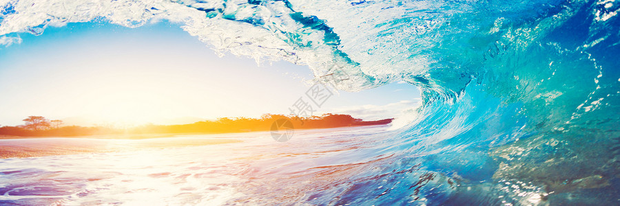 海岛风情海洋波浪背景设计图片