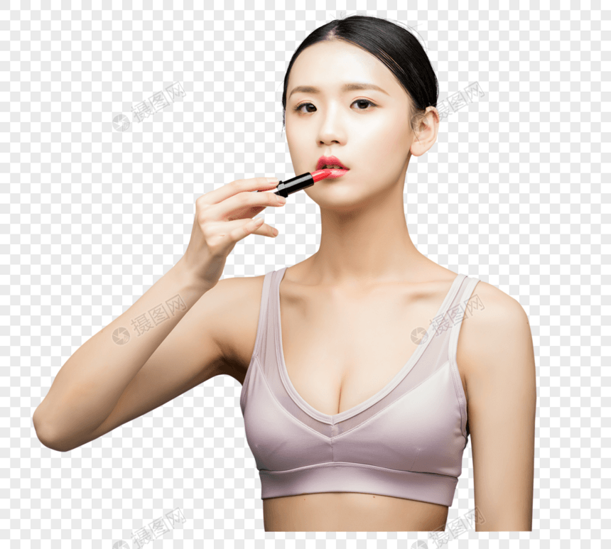 性感美女涂口红图片