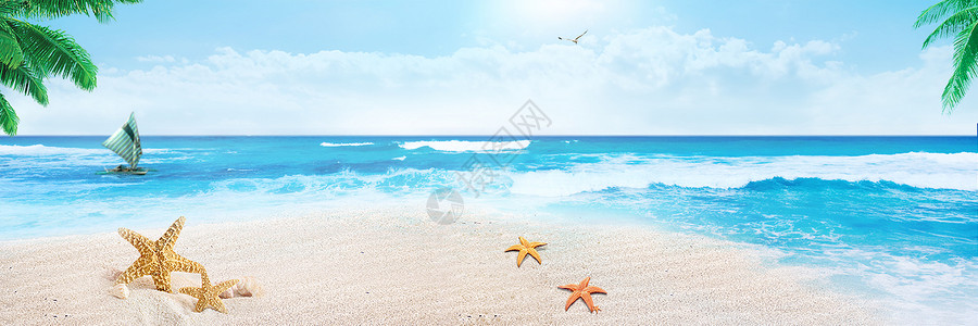 热带海滩清凉海滩背景设计图片