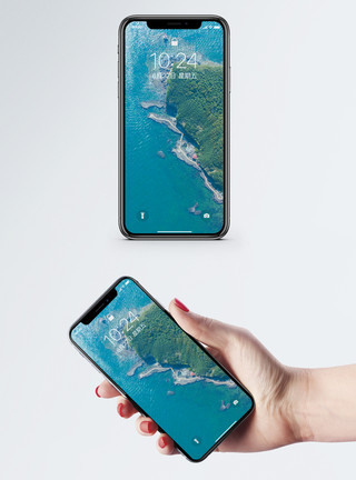 航拍山脉和湖泊航拍风景手机壁纸模板