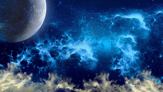 星空和云海之间科幻星球设计图片