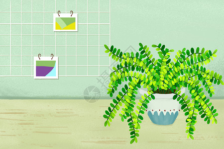 植物背景手绘植物绿萝高清图片