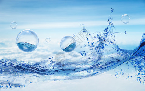 蓝色气泡水泡创意水面场景设计图片