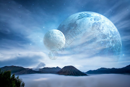 云层星空科幻星球设计图片
