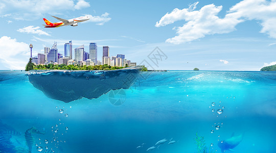 飞的气泡海上都市设计图片