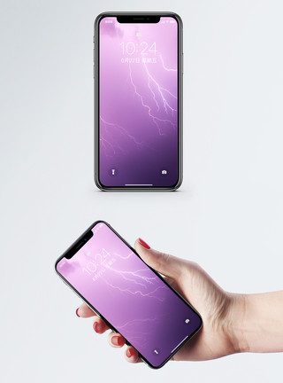 紫色光天空闪电手机壁纸模板