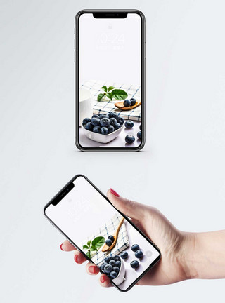 蜂蜜勺子蓝莓手机壁纸模板