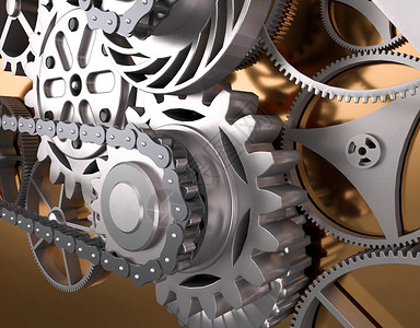 不锈钢厂3D机械齿轮场景设计图片