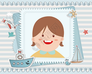 海洋宝宝可爱插画相框插画