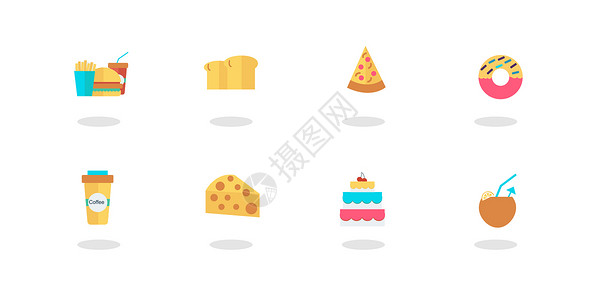 披萨快餐食物快餐图标插画