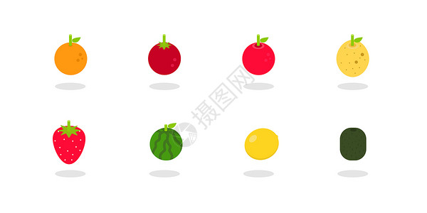 桔子花水果图标插画