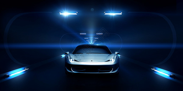 蓝色酷炫跑车汽车科技背景设计图片