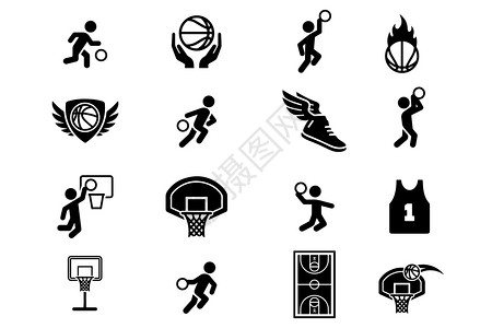 线性球篮球图标插画