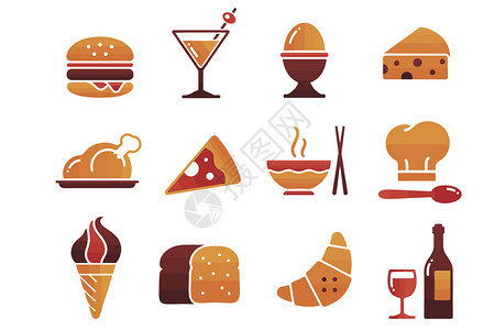 几何图像餐饮快餐图标插画