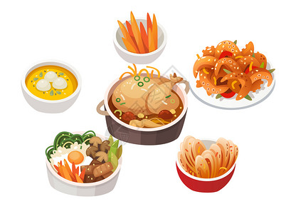 野参日本韩国料理美食插画