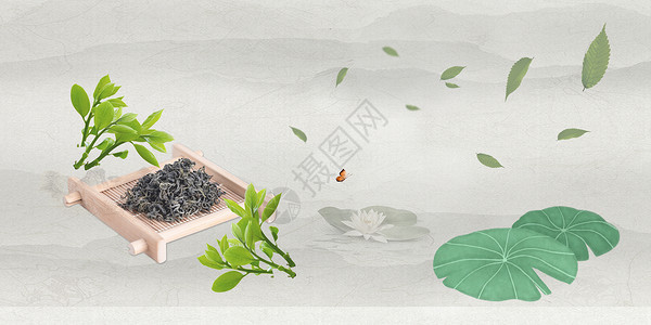 文旅海报绿茶背景设计图片