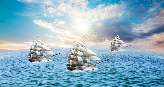 扬帆起航海报企业文化背景设计图片