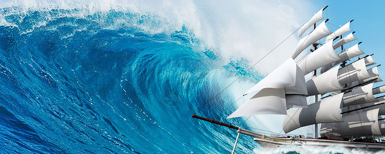 乘风破浪帆船企业文化背景设计图片