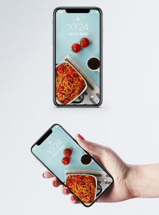 番茄肉酱面番茄意面手机壁纸模板