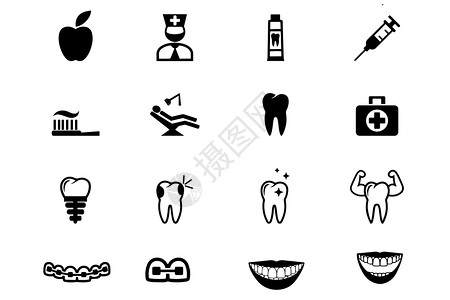 医生牙齿牙齿图标插画