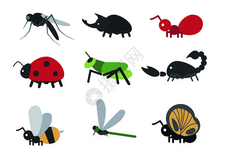 灭蚊子昆虫图标插画