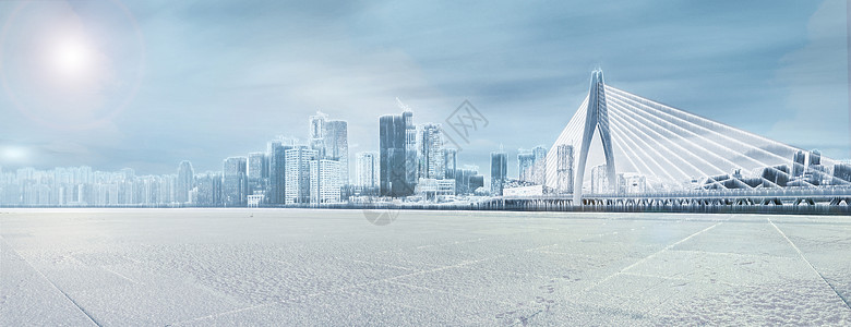 ps雪地素材冰雪下的城市设计图片