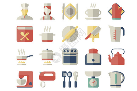 矢量餐具厨具图标插画