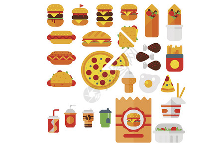 热量食物快餐图标插画