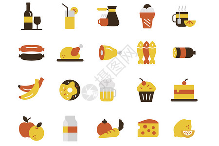 饮料面包餐饮图标插画