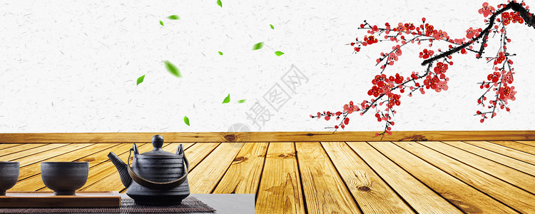 花是美素材绿茶背景设计图片
