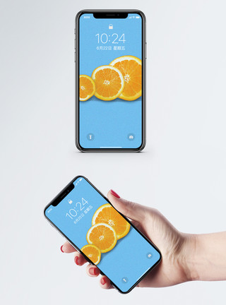 手拿橙子水果橙手机壁纸模板