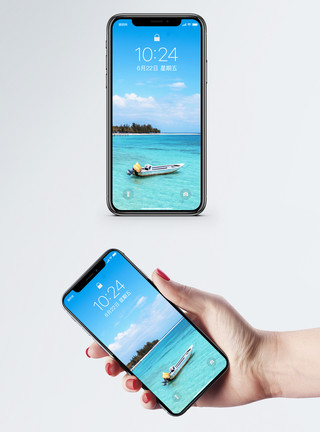 海渔船海边风景手机壁纸模板